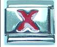 Red letter - X - 9mm Italian charm - Click Image to Close